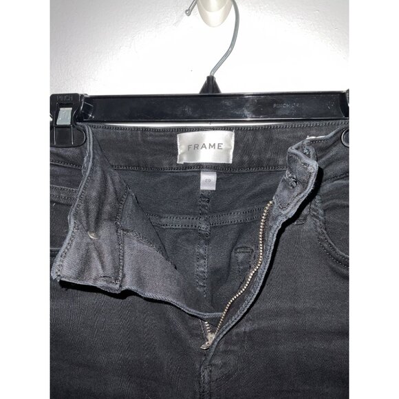 Frame Denim Le Crop Mini Boot Raw Hem Cropped Flare Jeans in Blackthorn 29 - Picture 2 of 12